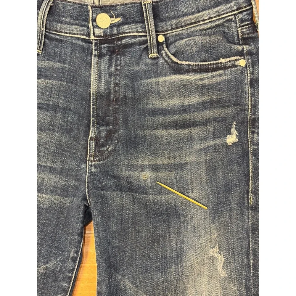 Mother The Rascal Ankle Undone Step Fray Jeans Dark‎ Graffiti Size 27 Distressed